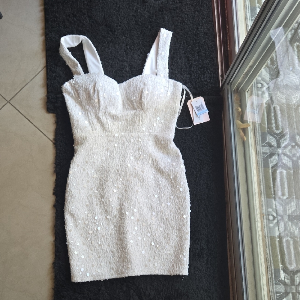 City Studio White Sequin Mini Dress 5/6